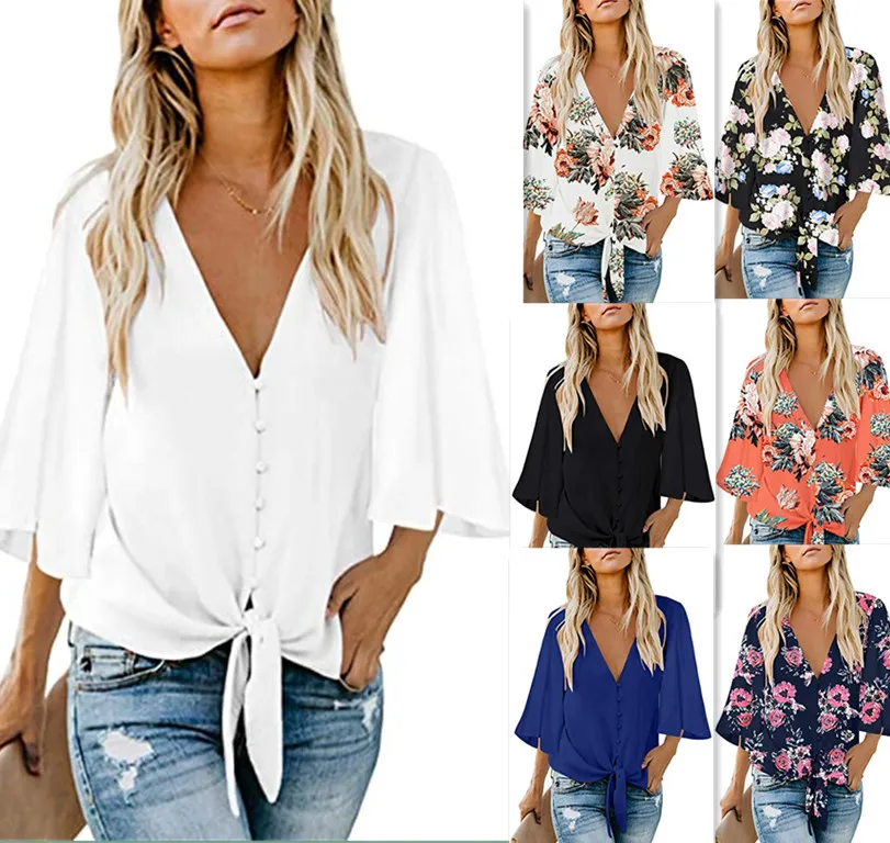 2021 Women's Hot Style Street Hipster Bow Button Button Shirt V-neck Top Women Fashion Tops
2021 Women's Hot Style Street Hipster Bow Button Button Shirt V-neck Top Women Fashion Tops