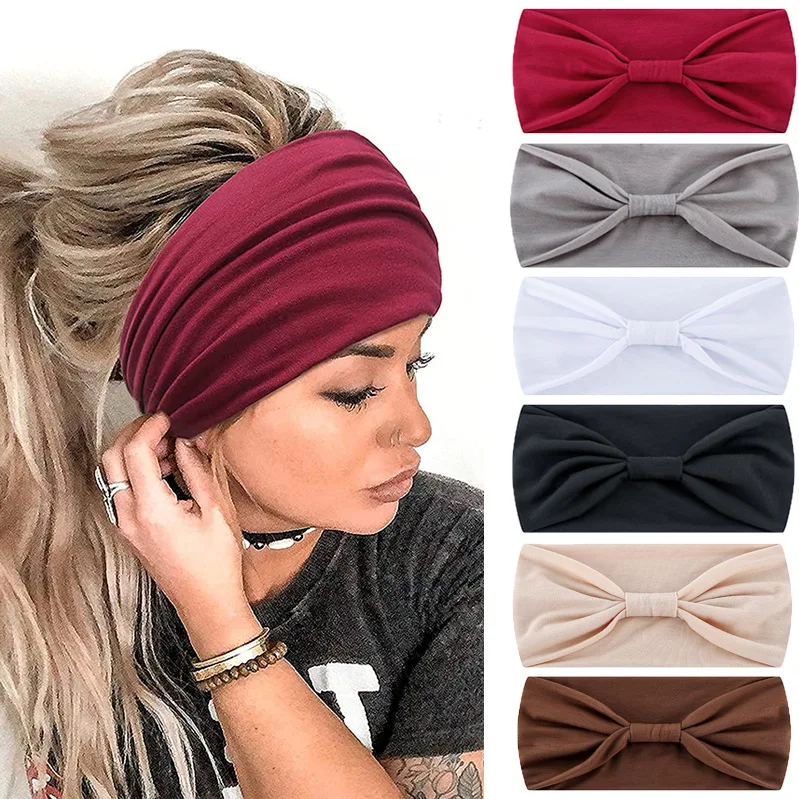 

Bandanas for Women Twist Knotted Boho Stretchy Hair Bands for Girls Criss Cross Turban Plain Headwrap Yoga Workout Vintage Hair