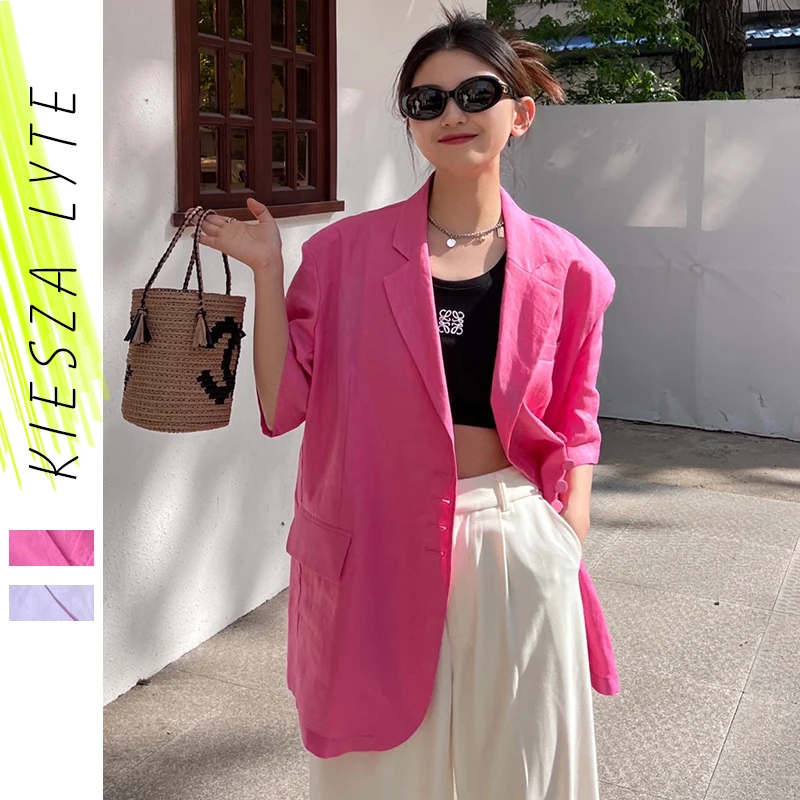 Summer Thin Blazer 2022 Fashion Short Sleeve Linen Suit Women Loose Casual Suit Pink Top Outwear
Summer Thin Blazer 2022 Fashion Short Sleeve Linen Suit Women Loose Casual Suit Pink Top Outwear