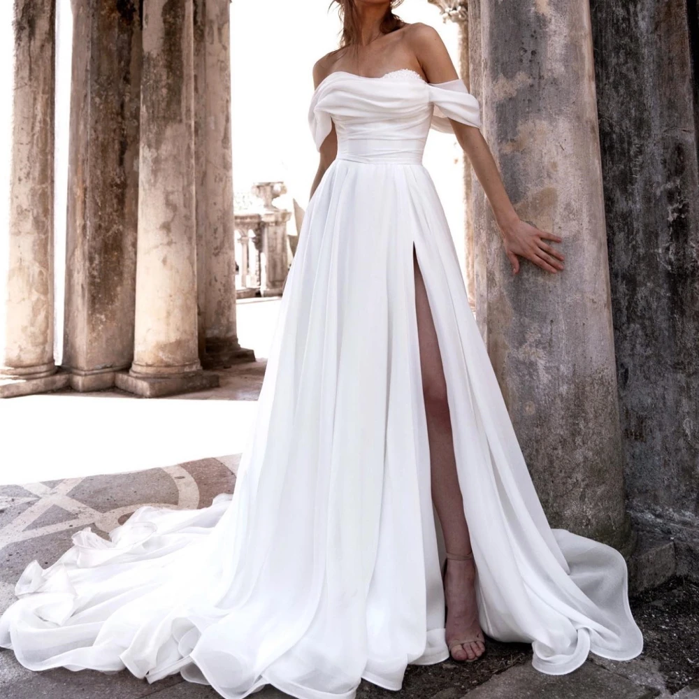 SONDR Off Shoulder High Split Satin Bride Dresses Custom Made Princess White Wedding Dress Robe De Mariée Evening Gown Bridal
SONDR Off Shoulder High Split Satin Bride Dresses Custom Made Princess White Wedding Dress Robe De Mariée Evening Gown Bridal