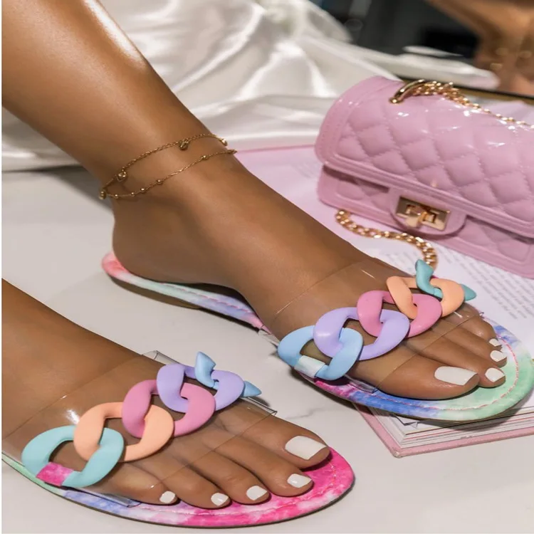 Summer Fashion Womens Roman Style Slippers Transparent Chain Decoration Flat Outdoor Sandals Light Beach
Summer Fashion Womens Roman Style Slippers Transparent Chain Decoration Flat Outdoor Sandals Light Beach
