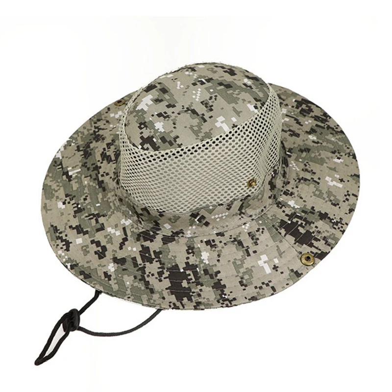 Outdoor Camouflage Boonie Bucket Fisherman Hats with Wide Brim Sunshade Fishing Camping Hollow Out Hiking Cap
Outdoor Camouflage Boonie Bucket Fisherman Hats with Wide Brim Sunshade Fishing Camping Hollow Out Hiking Cap