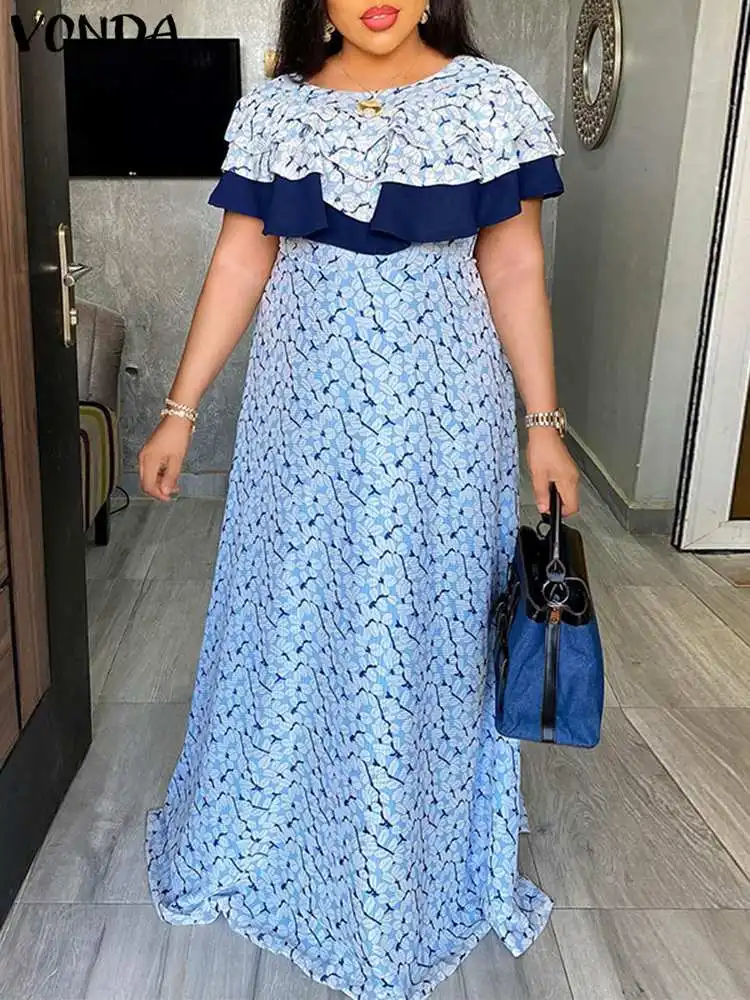 VONDA Stylish Female Floral Printed Evening Party Dress Women Short Sleeve Polyester Sundress A-Line Holiday Ruffled Maxi Robe
VONDA Stylish Female Floral Printed Evening Party Dress Women Short Sleeve Polyester Sundress A-Line Holiday Ruffled Maxi Robe
