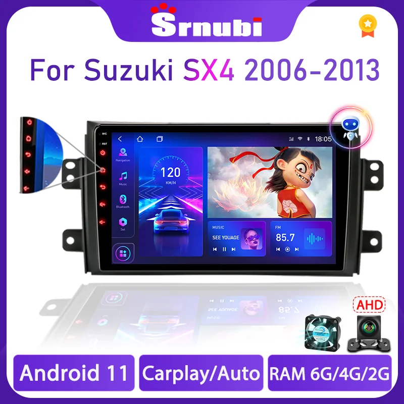 Автомагнитола на Android 11 для Suzuki SX4 2006 2007 2008 2009 2010 2011 2012 мультимедийная Навигация