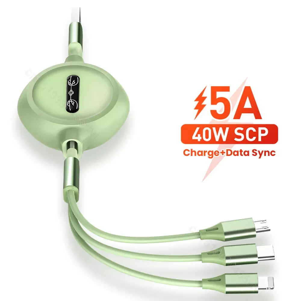 3in1 Retractable USB Type C Micro USB Cable 5A 40W Supercharge Cable for Huawei iPhone 13 12 11 3in1 2in1 Charger Data Cable
3in1 Retractable USB Type C Micro USB Cable 5A 40W Supercharge Cable for Huawei iPhone 13 12 11 3in1 2in1 Charger Data Cable