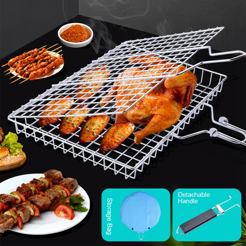 Grilling Basket with Detachable Handle Stainless Steel Thickened BBQ Grill Basket for Fish Meat Vegetable Camping Accessories
Grilling Basket with Detachable Handle Stainless Steel Thickened BBQ Grill Basket for Fish Meat Vegetable Camping Accessories