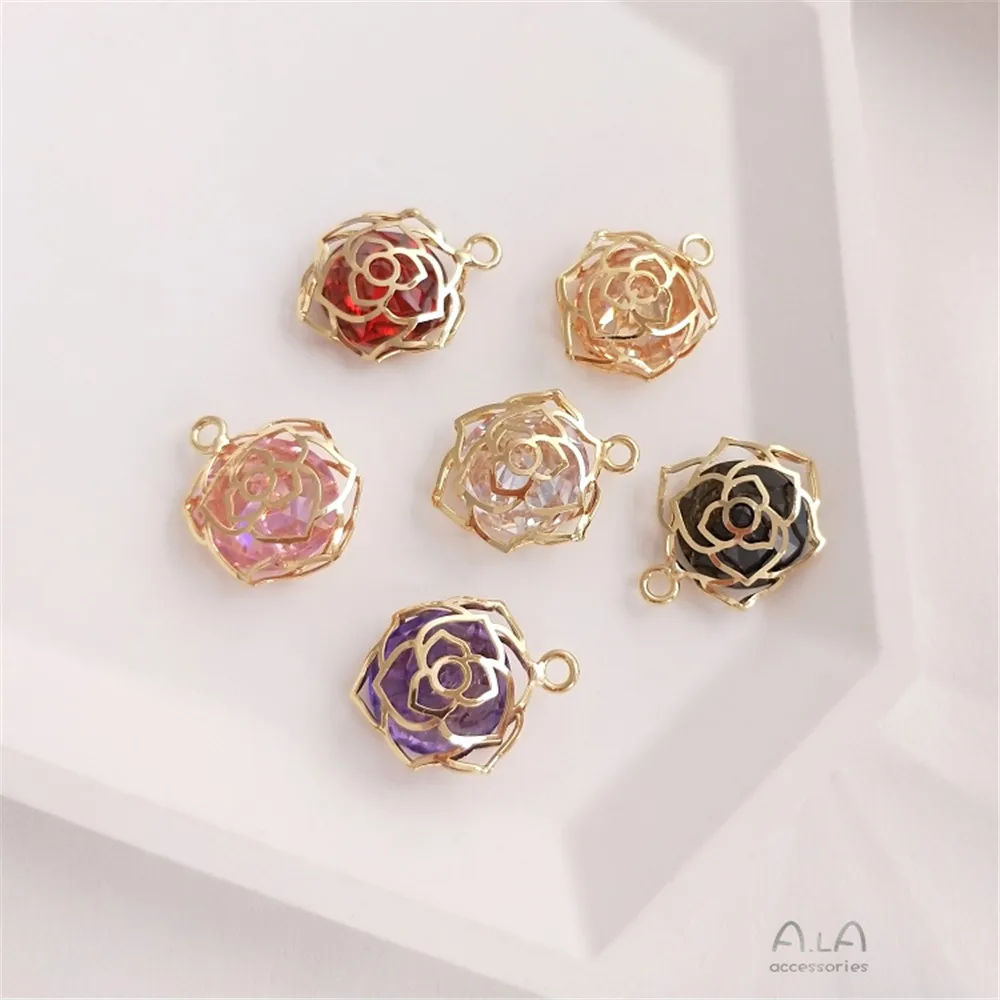14K Gold Filled Plated Large diamond flash zircon rose pendant handmade DIY necklace pendant hanging decoration
14K Gold Filled Plated Large diamond flash zircon rose pendant handmade DIY necklace pendant hanging decoration