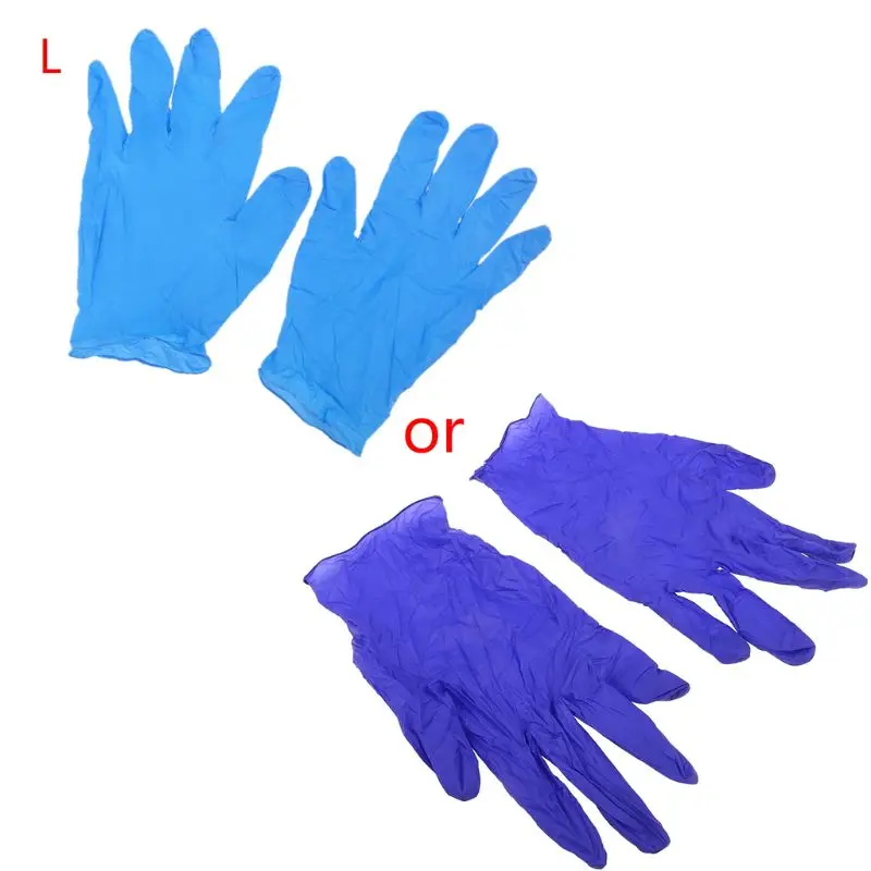 

100pcs Navy Blue Waterproof Disposable Washing Cleaning Nitrile Gloves Work Safety Gloves Mittens L21B