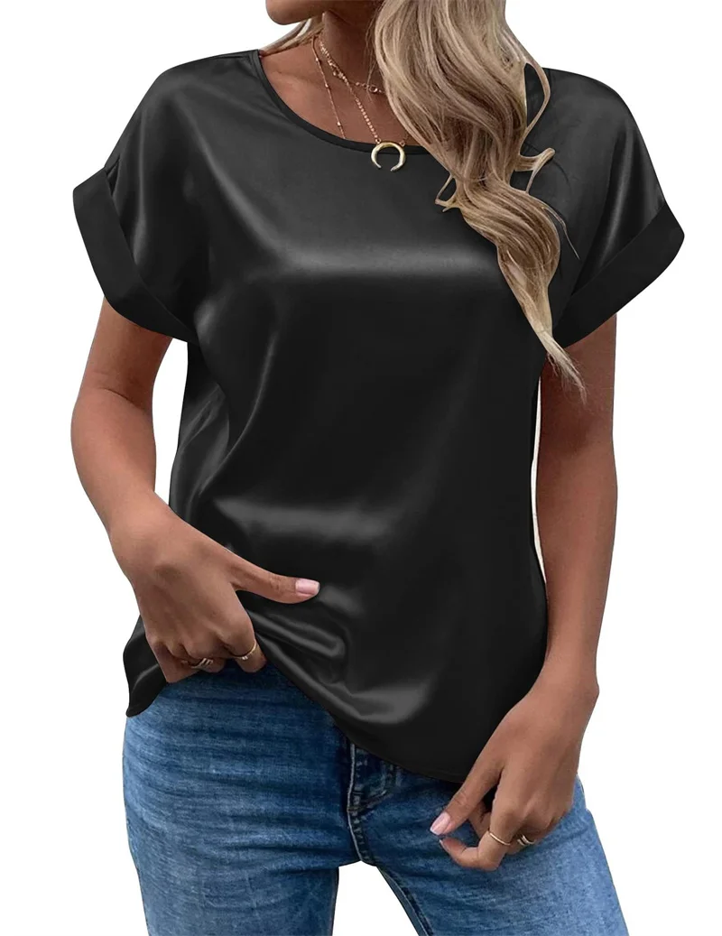 Fashion Solid Color Satin Short Sleeve Tees Women's Casual O Neck Pullover T-Shirt Female 2023 Summer Daily Commuter Loose Tops
Fashion Solid Color Satin Short Sleeve Tees Women's Casual O Neck Pullover T-Shirt Female 2023 Summer Daily Commuter Loose Tops