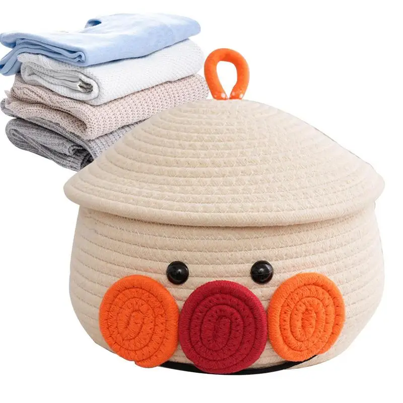 

Cartoon Cotton Rope Storage Baskets Woven Desktop Sundries Kids Toys Organizer Box Baby Dirty Clothes Laundry Basket Hamper