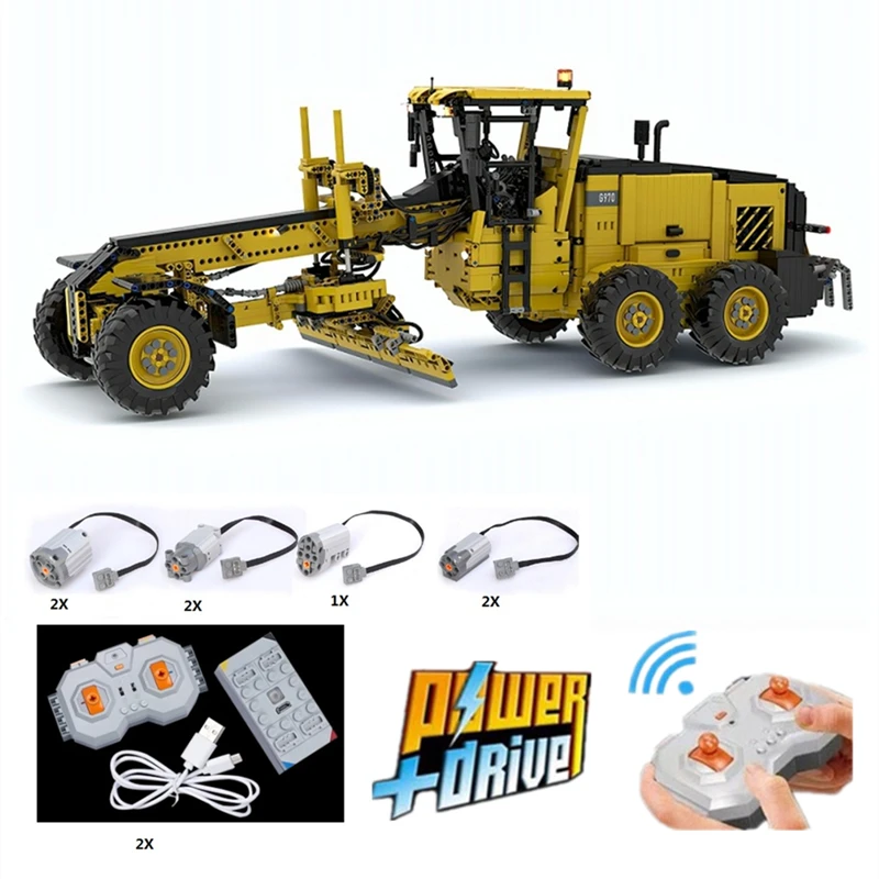 In Stock New RC Grader Engineering Vehicle 1:12 G970 4855Pcs MOC-54777 Building Blocks Bricks DIY Toys for Kids Birthday Gifts
In Stock New RC Grader Engineering Vehicle 1:12 G970 4855Pcs MOC-54777 Building Blocks Bricks DIY Toys for Kids Birthday Gifts