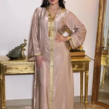 2023 Women Ramadan Clothing Arabic Muslim Abaya Saudi Turkish Islamic Party Dress V Neck Long Sleeve Moroccan Kaftan Hooded Robe