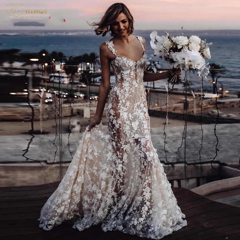 Mermaid Wedding Dress Sexy Lace Applique Wedding Gown Boho Luxury Flowers Bridal Dress Sweetheart Long Bridal Gown Vestido Novia
Mermaid Wedding Dress Sexy Lace Applique Wedding Gown Boho Luxury Flowers Bridal Dress Sweetheart Long Bridal Gown Vestido Novia