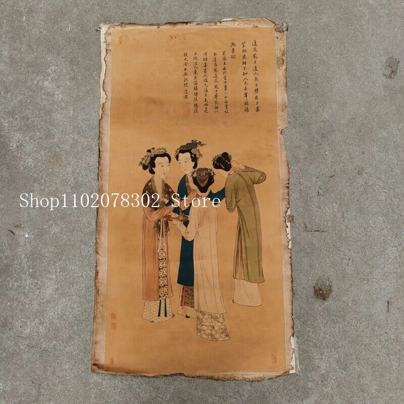 Old Chinese calligraphy Scroll painting Hand Painted“Tang Yin four beauty" paint
Old Chinese calligraphy Scroll painting Hand Painted“Tang Yin four beauty" paint
