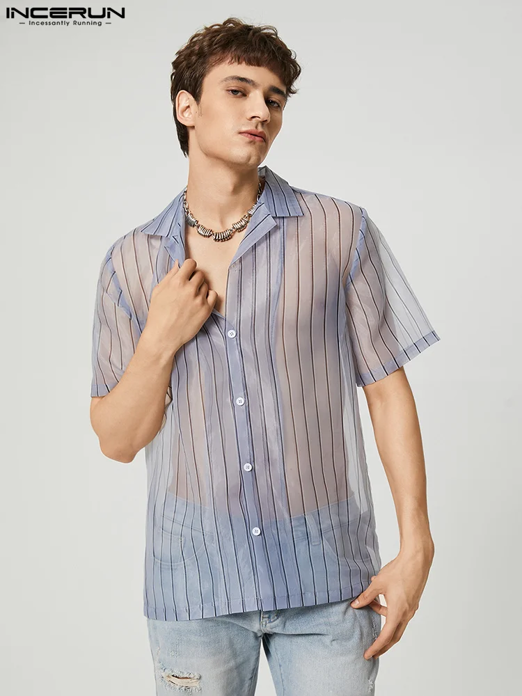 American Style New Men's Fashion Striped Blouse Casual Streetwear Male Lapel Collar Short Sleeve Shirts S-5XL INCERUN Tops 2022
American Style New Men's Fashion Striped Blouse Casual Streetwear Male Lapel Collar Short Sleeve Shirts S-5XL INCERUN Tops 2022