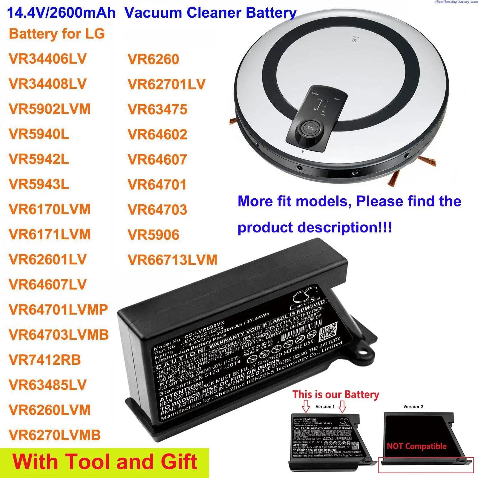 Аккумулятор Cameron Sino для LG VR5906 VR6171 VR6260 VR62701LV VR6270LVM VR63475 VR63485LV VR64602 VR64607 VR64701 VR64703 VR7412RB -