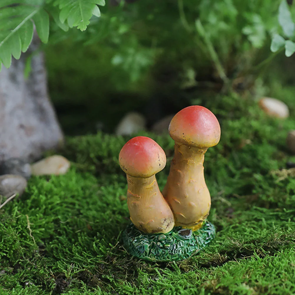 

3 Pcs Flower Pots Mini Garden Ornament Miniature Mushroom Decor Statues Cartoon Shaped Resin Figurines DIY Bonsai