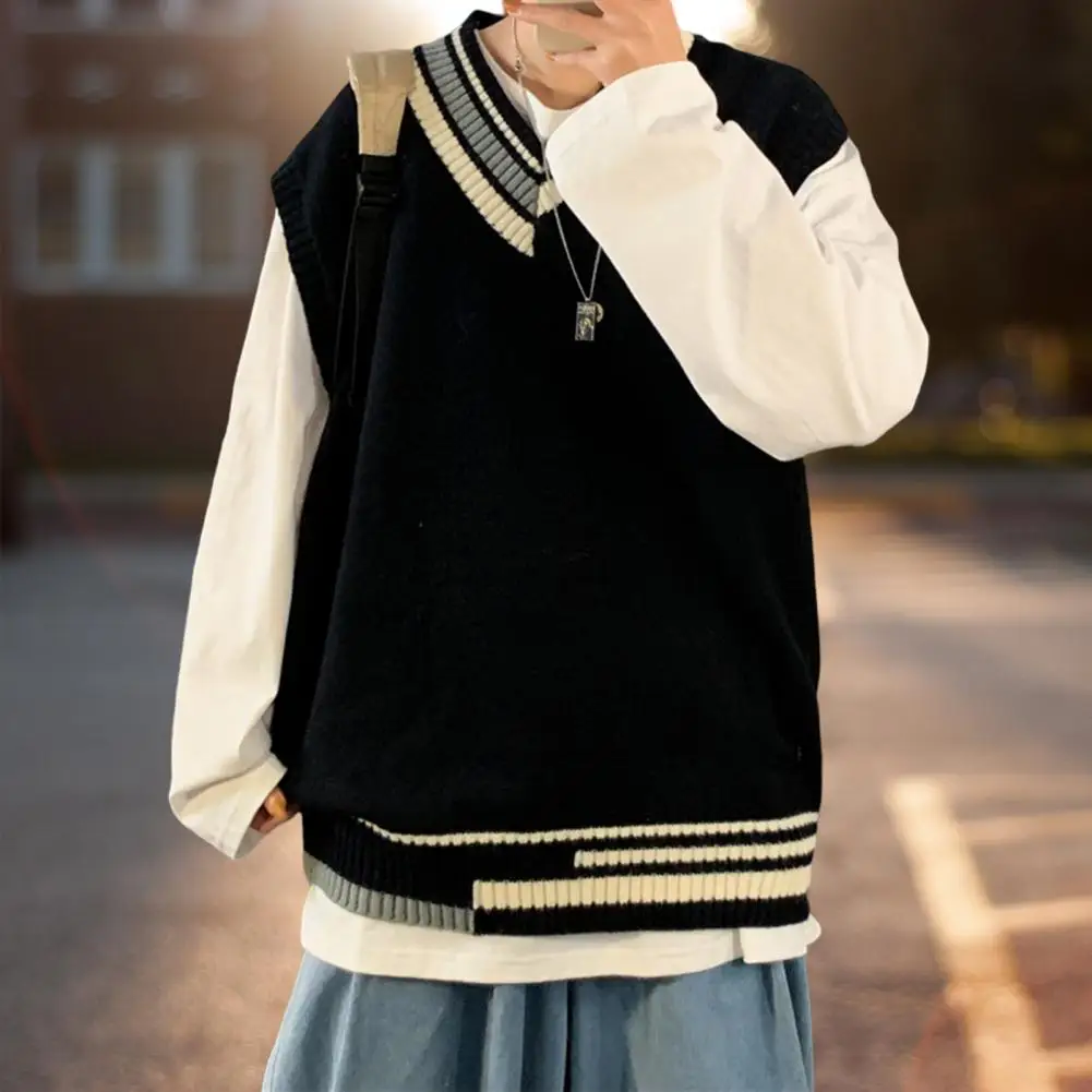 Elastic Cool Contrast Colors V Neck Winter Sweater Casual Winter Sweater Sleeveless for School
Elastic Cool Contrast Colors V Neck Winter Sweater Casual Winter Sweater Sleeveless for School