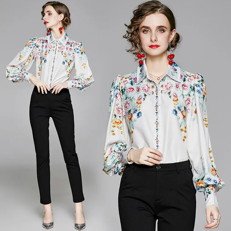 Printing Women's Blouse Loose Polo Girl's Shirt Summer Fashion Casual Satin Long Sleeve Top Korean Style Female Clothing
Printing Women's Blouse Loose Polo Girl's Shirt Summer Fashion Casual Satin Long Sleeve Top Korean Style Female Clothing