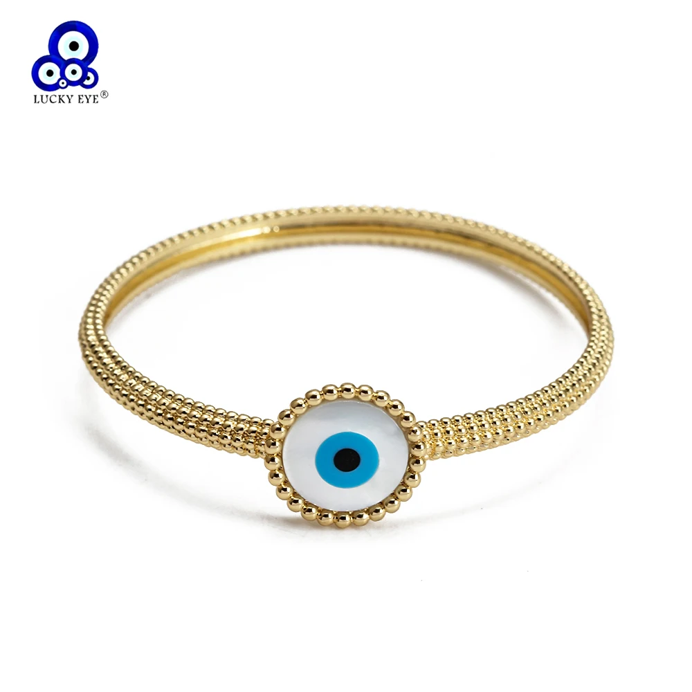 Lucky Eye Stainless Steel Shell Bangle Bracelet Round Blue Turkish Evil Eye Bangle for Women Girls Men Fashion Jewelry BE1050
Lucky Eye Stainless Steel Shell Bangle Bracelet Round Blue Turkish Evil Eye Bangle for Women Girls Men Fashion Jewelry BE1050