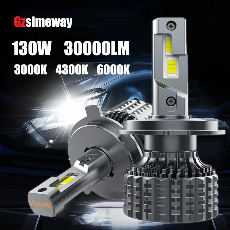 

2PCS H7 LED Headlight 30000LM H1 H4 Bulbs High Low Beam Hb3 Hb4 Lamps 3000K 4300K 6000K H8 H9 H11 9006 H3 Turbo Auto Fog Lights