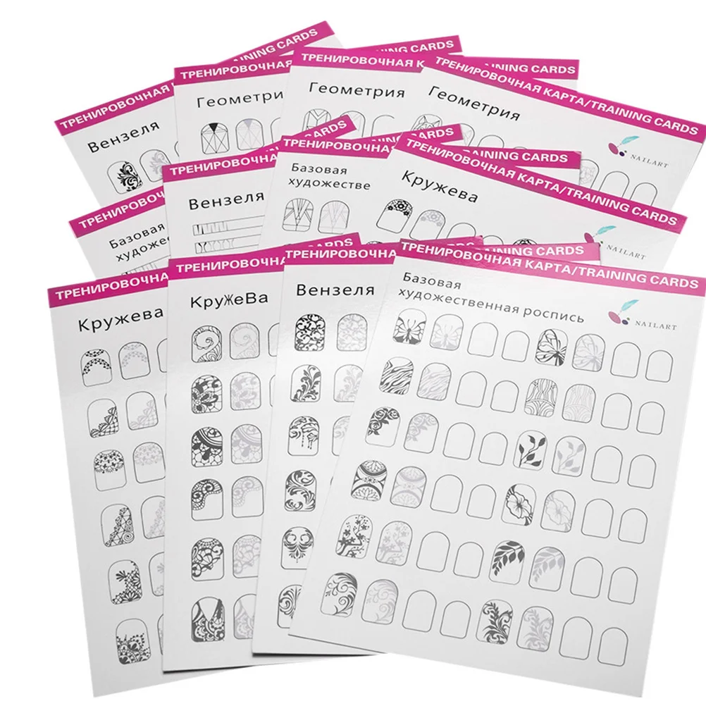 12 Sheets Nail Training Cards Practical Manicure Blank Creative Painting Template for Beginner
12 Sheets Nail Training Cards Practical Manicure Blank Creative Painting Template for Beginner