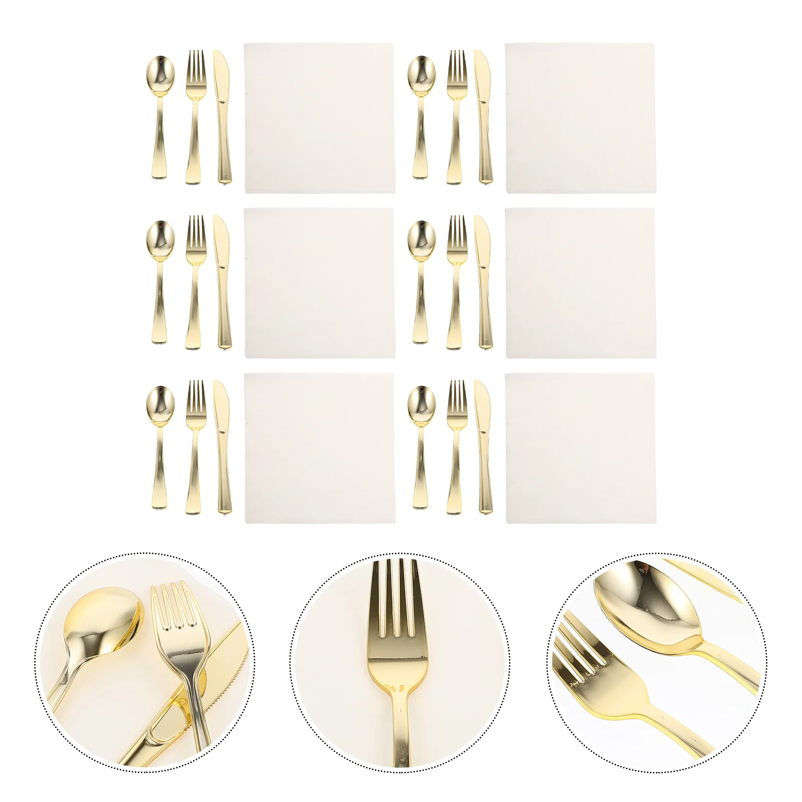 Set Cutlery Kit Flatware Disposable Fork Party Utensils Spoon Gold Tableware Pre Rolled Napkin Kitchen Steak Dinner Hand tools
Set Cutlery Kit Flatware Disposable Fork Party Utensils Spoon Gold Tableware Pre Rolled Napkin Kitchen Steak Dinner Hand tools