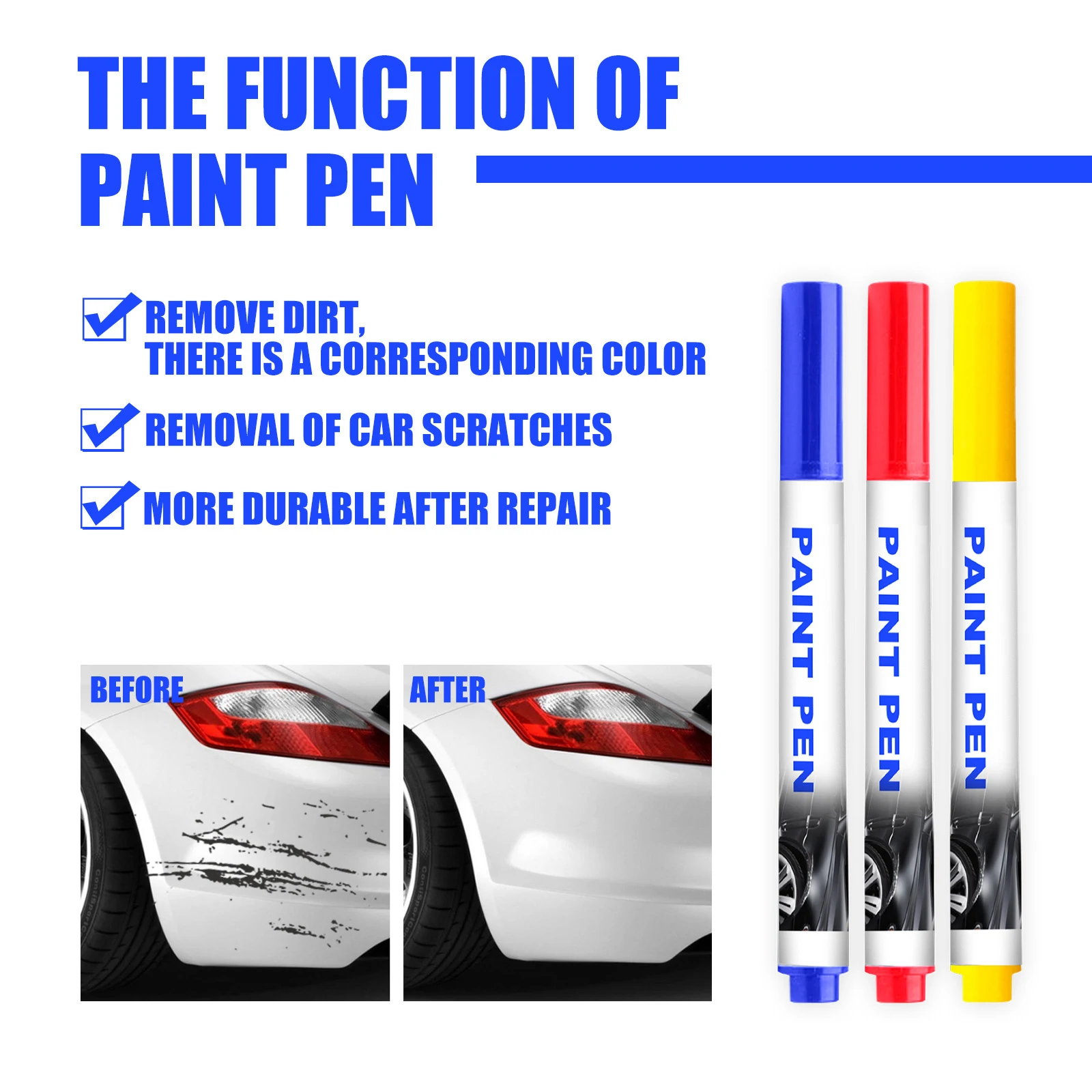 

1/6pcs Universal Car Maintenance Repair Auto Paint Pen Scratch Colors Optional Car Accessory Saves Money Repair Remover Multipl