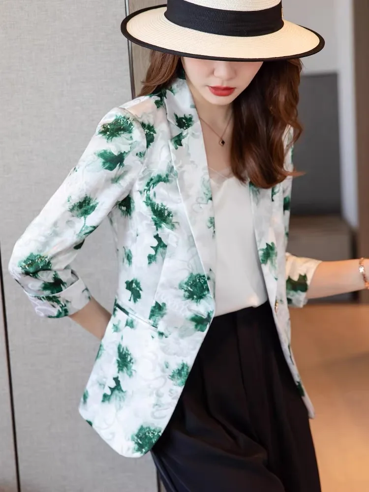 Free Shipping Printed Green Print Suit Coat Three Quarter Sleeve Office Lady Notched Blazers For Women Formal
Free Shipping Printed Green Print Suit Coat Three Quarter Sleeve Office Lady Notched Blazers For Women Formal