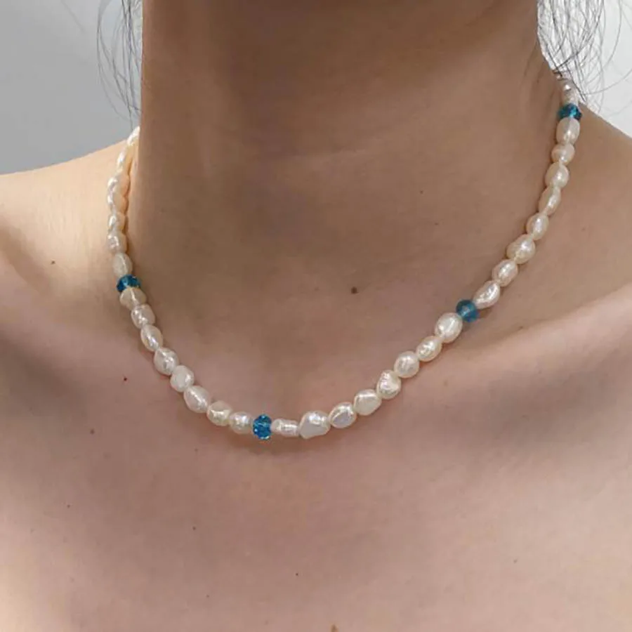Freshwater Pearl Necklace Blue Bead Color Clavicle Chain elegant Fashion summer simple neck chain
Freshwater Pearl Necklace Blue Bead Color Clavicle Chain elegant Fashion summer simple neck chain