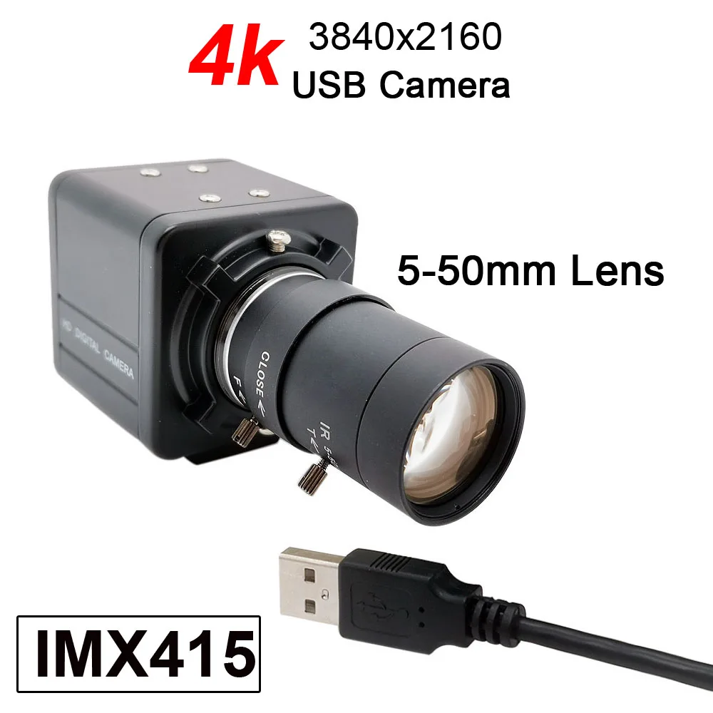 

Industrial 8MP 4K 3840x2160 IMX415 CMOS USB Webcam With 5-50MM Varifocal Lens USB2.0 Camera UVC OTG For Skype Video Call