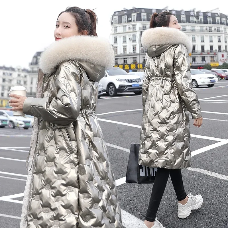 Korean Shiny Womens Down Jackets Parka 2021 Women Winter Duck Down Jacket Hooded Big Fox Fur Collar Puffer Coat
Korean Shiny Womens Down Jackets Parka 2021 Women Winter Duck Down Jacket Hooded Big Fox Fur Collar Puffer Coat