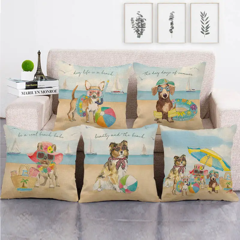 Holiday Dog Pillow Case Summer Vacation Dog Cotton Linen Pillowcase 40x40 Cm Garden Chair Pillow Cover for Bed Sofa Couch Home
Holiday Dog Pillow Case Summer Vacation Dog Cotton Linen Pillowcase 40x40 Cm Garden Chair Pillow Cover for Bed Sofa Couch Home