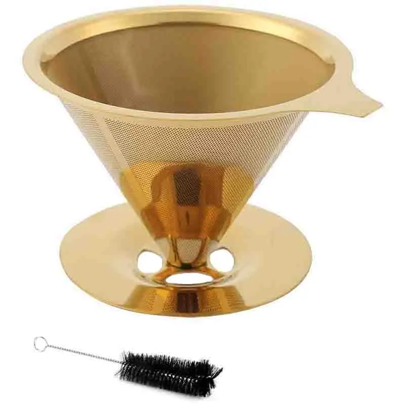 Pour Over Coffee Dripper Paperless Cone Filter Coffee Strainer Manual Reusable Stainless Steel Double Mesh Liner
Pour Over Coffee Dripper Paperless Cone Filter Coffee Strainer Manual Reusable Stainless Steel Double Mesh Liner