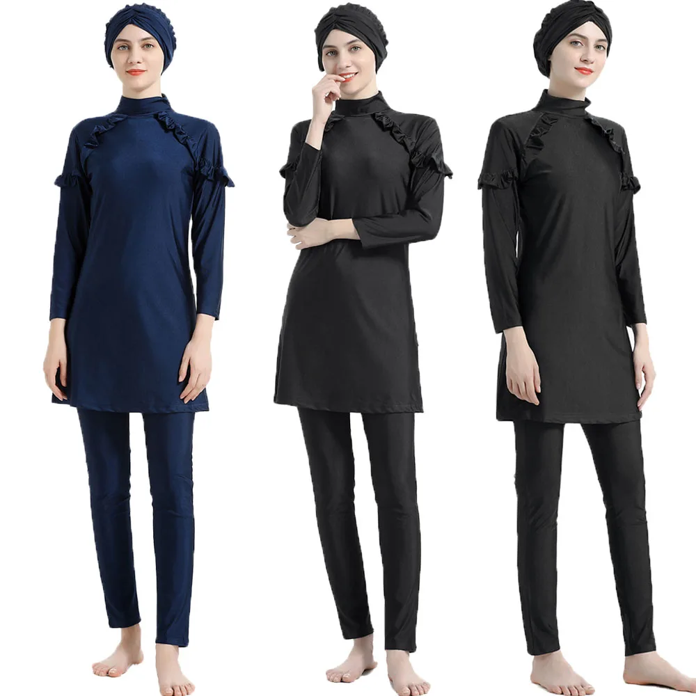 New Modest Full Cover Muslim Swimwear Women Burkinis Arab Islamic Beachwear Swimsuit 3 Pieces Bathing Tops Pants Hat Sets Outfit
New Modest Full Cover Muslim Swimwear Women Burkinis Arab Islamic Beachwear Swimsuit 3 Pieces Bathing Tops Pants Hat Sets Outfit