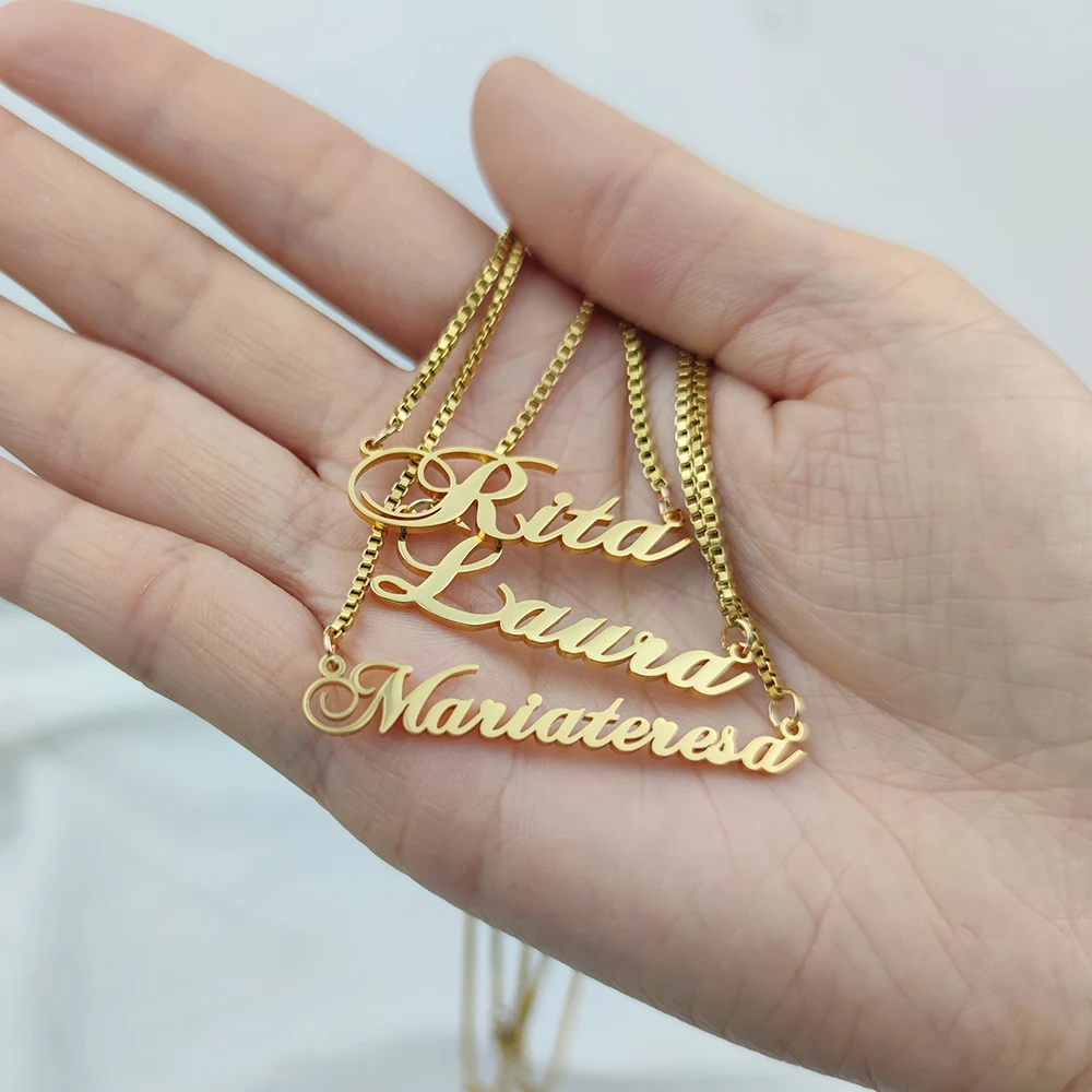 Custom Personalized Name Necklace Stainless Steel Box Chains Gold Jewelry Hip Hop Couple Choker Bijoux Femme Collares Hombre
Custom Personalized Name Necklace Stainless Steel Box Chains Gold Jewelry Hip Hop Couple Choker Bijoux Femme Collares Hombre