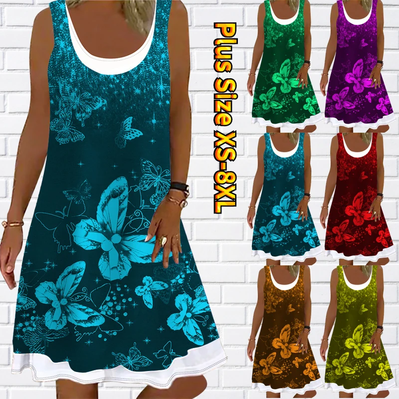 2022 New Summer Women Round Collar Butterfly Printed MIDI Dress Casual Oversized Dress Simple Style Sleeveless Loose Size Dress
2022 New Summer Women Round Collar Butterfly Printed MIDI Dress Casual Oversized Dress Simple Style Sleeveless Loose Size Dress