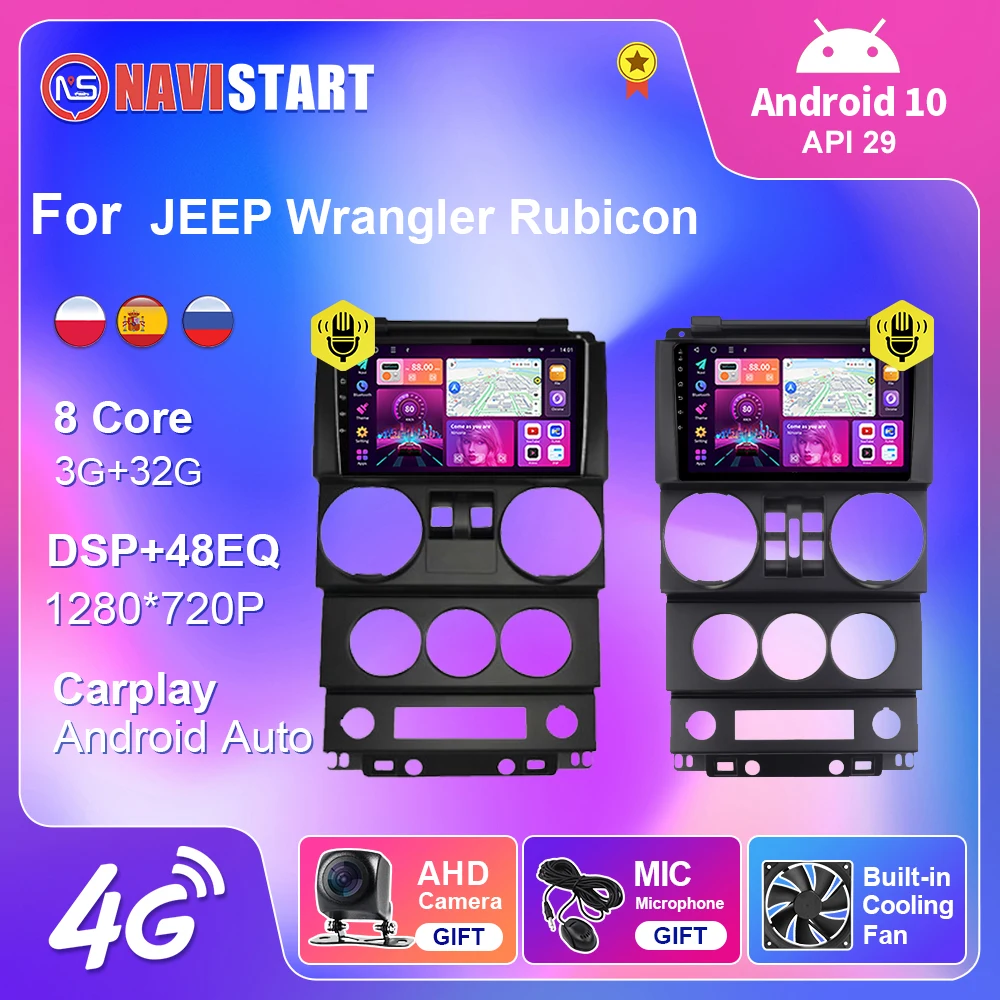 Автомагнитола NAVISTART для JEEP Wrangler Rubicon, 2/4 двери, Android 10, навигация, GPS, 4G, Wi-Fi, BT, Carplay, автомагнитола без DVD-плеера
Автомагнитола NAVISTART для JEEP Wrangler Rubicon, 2/4 двери, Android 10, навигация, GPS, 4G, Wi-Fi, BT, Carplay, автомагнитола без DVD-плеера