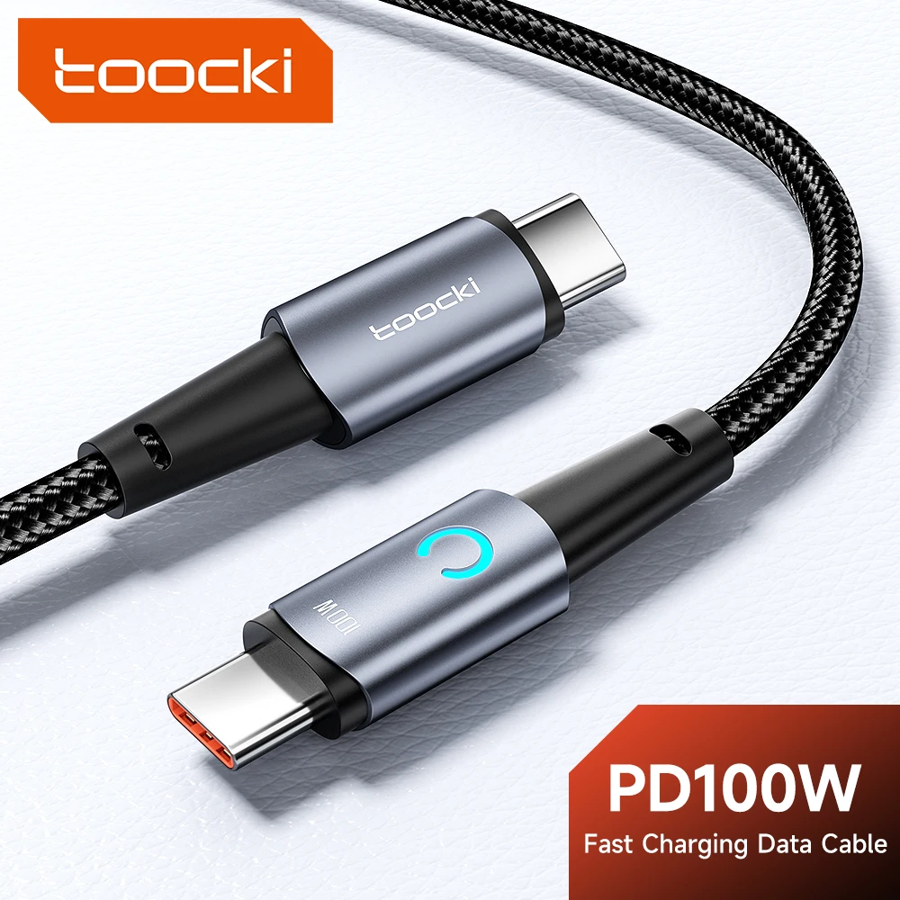 

Toocki LED PD 100W USB Type C Cable Fast Charging Data For MacBook Pro Aluminum Alloy Charge Cell Phone and Data Sync Cargador