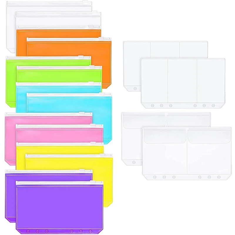 18 Pieces A6 Size 6 Holes Binder Pocket Waterproof PVC Loose Leaf Bags Budget Zipper Envelope Pouch Name Card Sleeves
18 Pieces A6 Size 6 Holes Binder Pocket Waterproof PVC Loose Leaf Bags Budget Zipper Envelope Pouch Name Card Sleeves