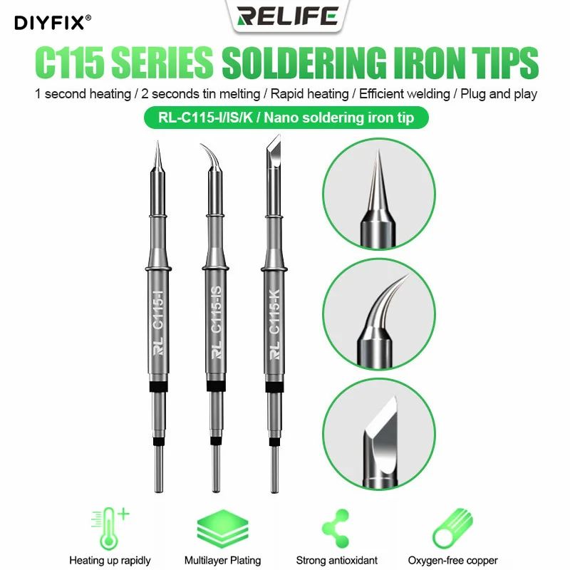 RELIFE RL-C115 Soldering Iron Tips And Heating Core For JBC115 Soldering Station Soldering Iron Head Replacement Parts
RELIFE RL-C115 Soldering Iron Tips And Heating Core For JBC115 Soldering Station Soldering Iron Head Replacement Parts