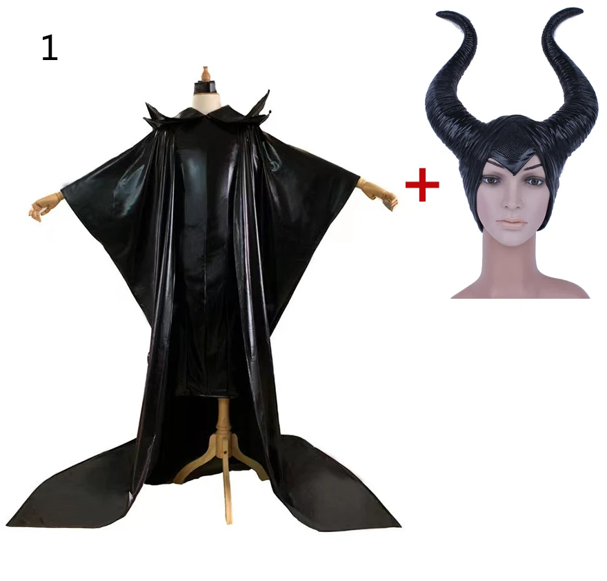 Adult Fairy Godmother Black Long Leather Cloak Women Halloween Cosplay Costume Angelina Witch Cosplay Cloak Costume Dress + Horn
Adult Fairy Godmother Black Long Leather Cloak Women Halloween Cosplay Costume Angelina Witch Cosplay Cloak Costume Dress + Horn
