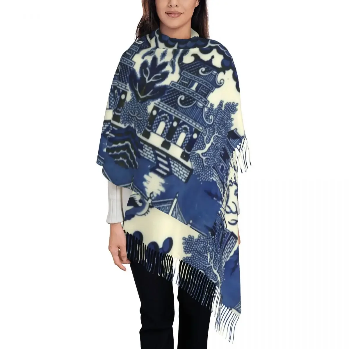 Fashion Antique Willow Ware Oriental Toile Tassel Scarf Winter Fall Warm Shawls Wraps Lady Blue Delft Chinoiserie Pagoda Scarves
Fashion Antique Willow Ware Oriental Toile Tassel Scarf Winter Fall Warm Shawls Wraps Lady Blue Delft Chinoiserie Pagoda Scarves