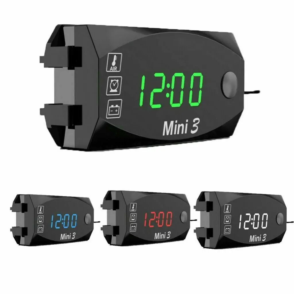 New DC 6V-30V 3In1 Motorcycle Voltmeter Electronic Clock Thermometerfor LED Digital Display IP67 Waterproof Tester For Car Boat
New DC 6V-30V 3In1 Motorcycle Voltmeter Electronic Clock Thermometerfor LED Digital Display IP67 Waterproof Tester For Car Boat