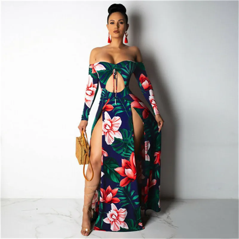 Sexy Womens Long Dress Maxi Dress Summer V Neck Flower Print Bohemian Sundress Off Shoulder Hollow Hole Beach Party Dress
Sexy Womens Long Dress Maxi Dress Summer V Neck Flower Print Bohemian Sundress Off Shoulder Hollow Hole Beach Party Dress