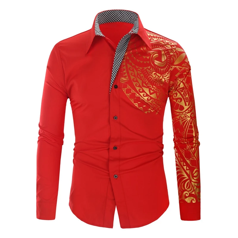 2023 Men's Shirts Luxury Gold Stamp Print Long Sleeve Shirt Business Dress Black Handsome Mens Dress Prom Social Shirt For Men
2023 Men's Shirts Luxury Gold Stamp Print Long Sleeve Shirt Business Dress Black Handsome Mens Dress Prom Social Shirt For Men
