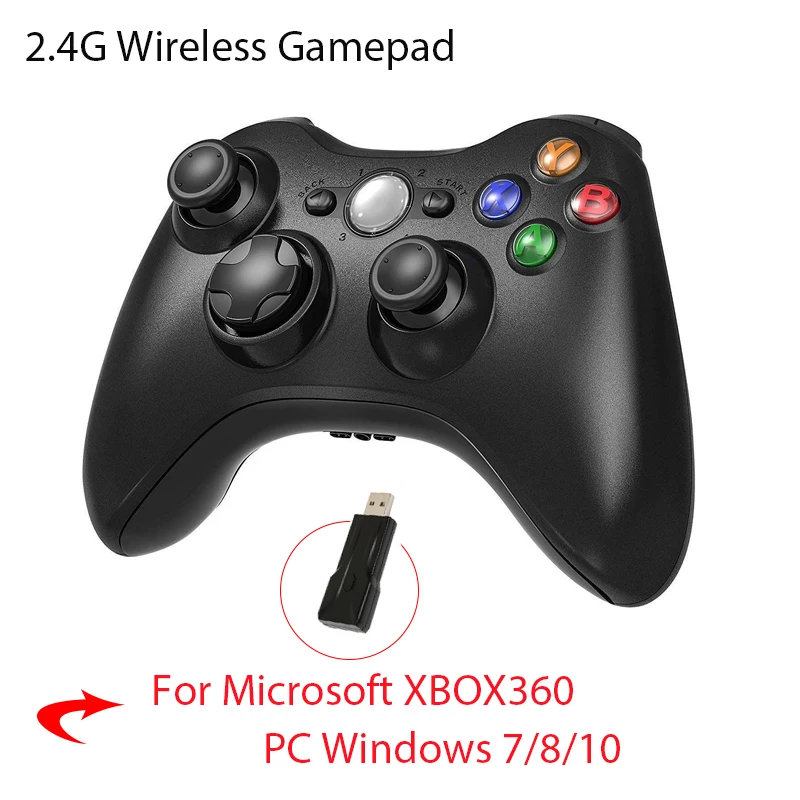 

Беспроводной джойстик для ПК Xbox 360, контроллер 2,4g, геймпад для управления Microsoft Xbox360, Windows 7/8/10, игровые аксессуары