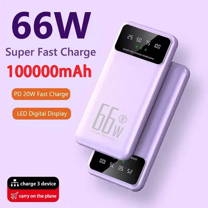 Mobile Power 100000mah 66W Power Bank Portable External Battery Charger Fast Charging For Huawei Samsung Iphone Powerbank
Mobile Power 100000mah 66W Power Bank Portable External Battery Charger Fast Charging For Huawei Samsung Iphone Powerbank