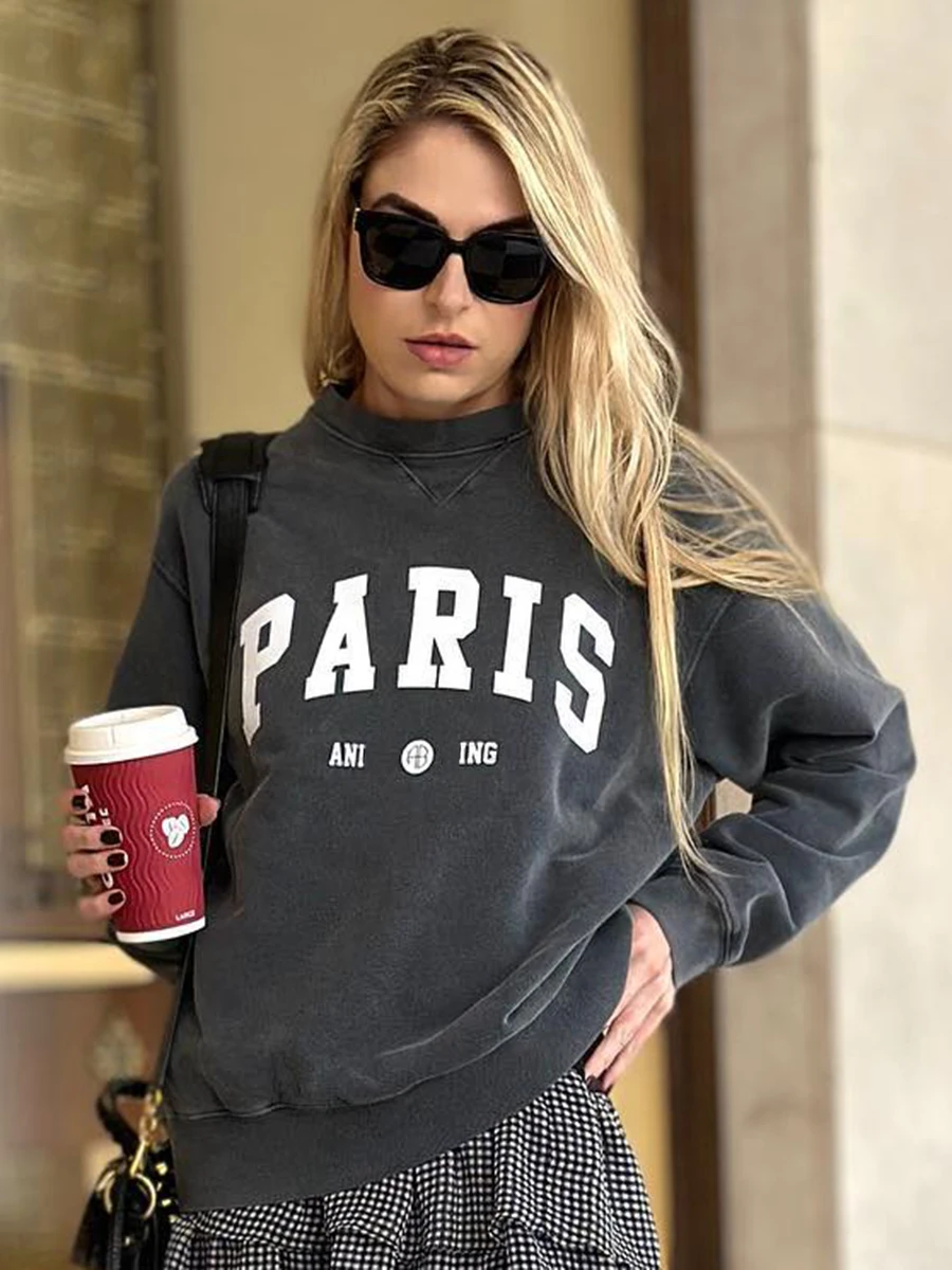 Paris Faded Sweatshirts Woman Autumn Winter Cotton Washed Black Graphic Pullover Femme Casual Vintage Classic Hoodies Tops
Paris Faded Sweatshirts Woman Autumn Winter Cotton Washed Black Graphic Pullover Femme Casual Vintage Classic Hoodies Tops