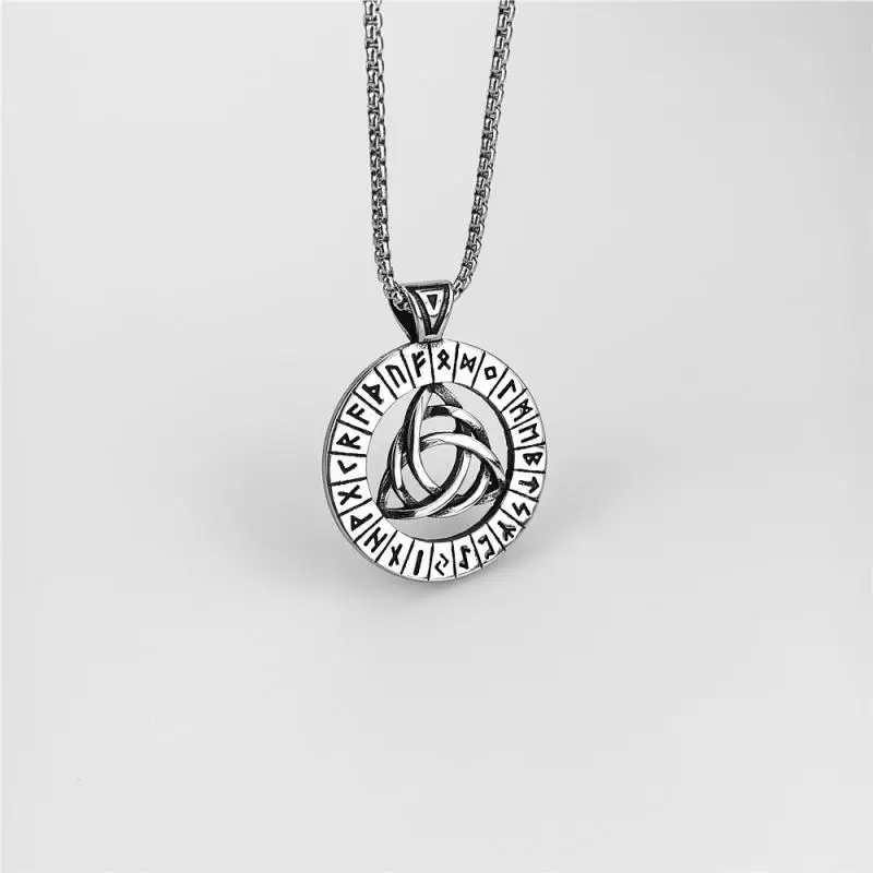Men's Stainless Steel Necklace Norse Mythology Twenty-Four Runes Celtic Triangle Knot Round Pendant Viking Jewelry Wholesale
Men's Stainless Steel Necklace Norse Mythology Twenty-Four Runes Celtic Triangle Knot Round Pendant Viking Jewelry Wholesale